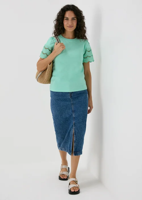 Mint Cutwork Sleeve T-Shirt - 8 Image 4