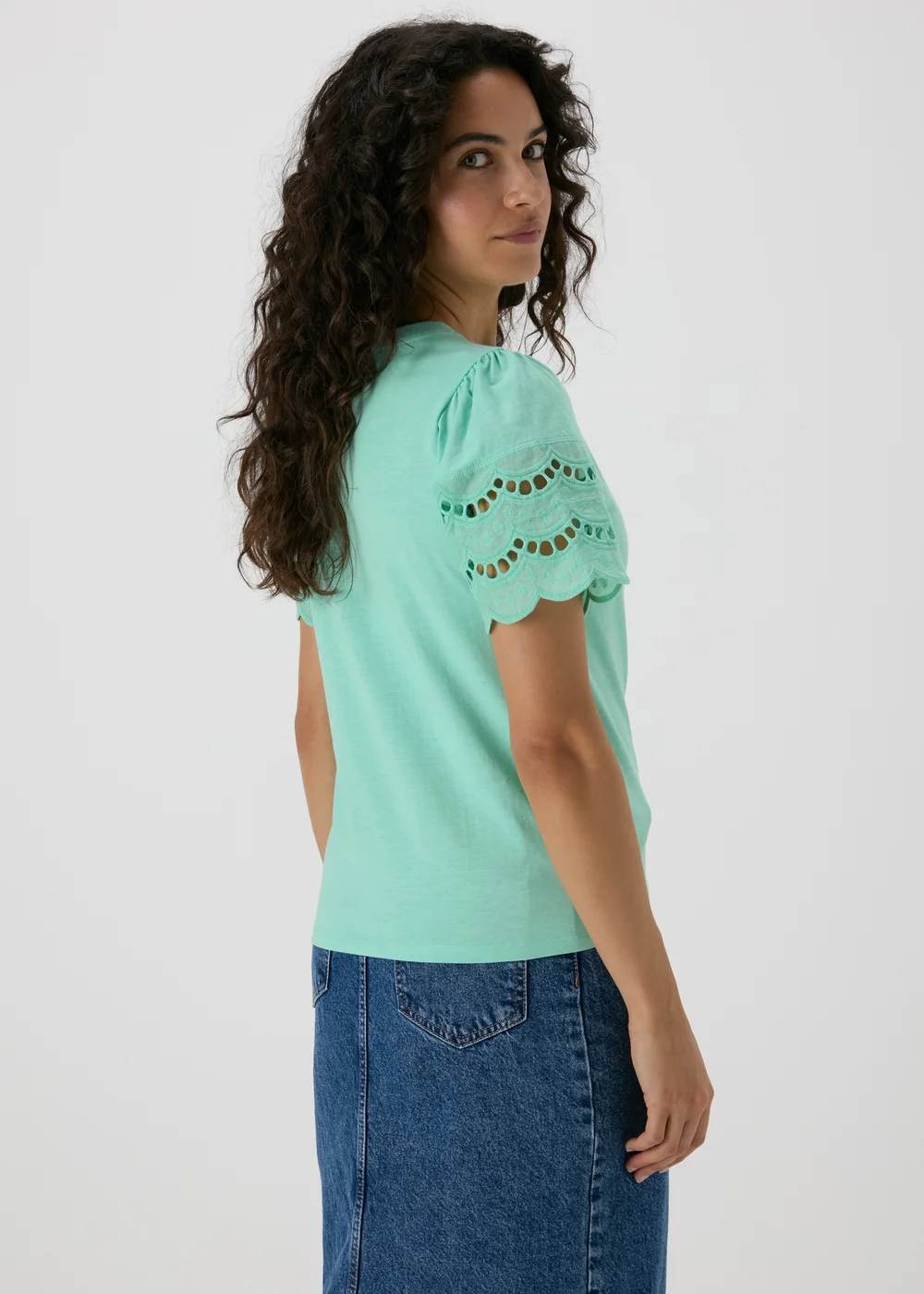 Mint Cutwork Sleeve T-Shirt - 8 Image 2