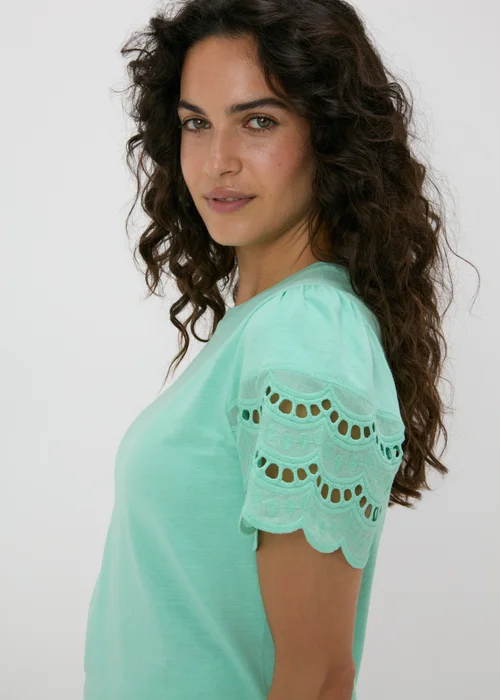 Mint Cutwork Sleeve T-Shirt - 8 Image 3