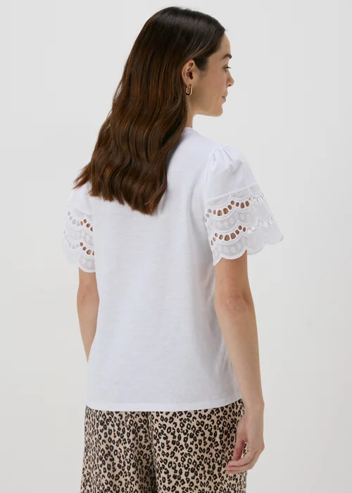 White Cutwork Sleeve T-Shirt - 8 Image 2