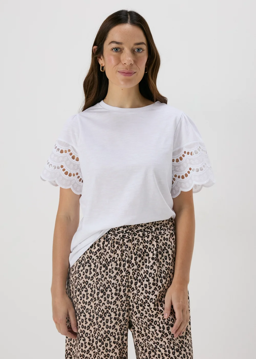 White Cutwork Sleeve T-Shirt - 8 Image 1