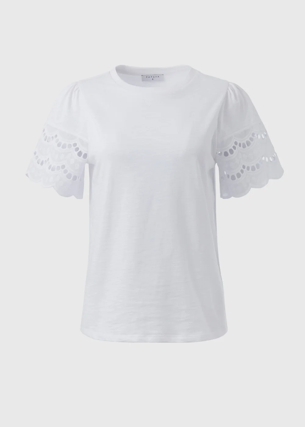 White Cutwork Sleeve T-Shirt - 8 Image 5