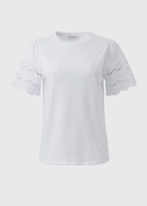 White Cutwork Sleeve T-Shirt - 8 Image 5
