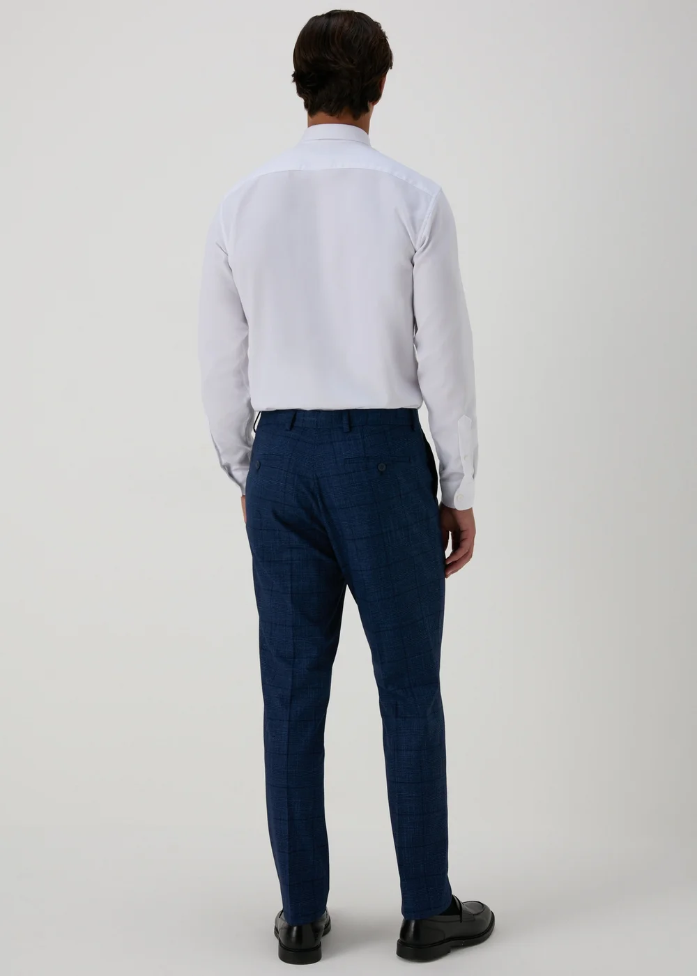 Taylor & Wright Chatsworth Navy Check Tailored Trousers - 32 Waist 29 Leg Image 2