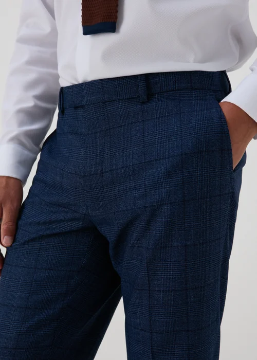 Taylor & Wright Chatsworth Navy Check Tailored Trousers - 32 Waist 29 Leg Image 3