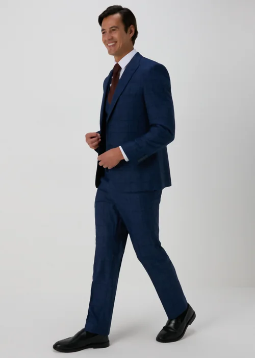 Taylor & Wright Chatsworth Navy Check Tailored Trousers - 32 Waist 29 Leg Image 4