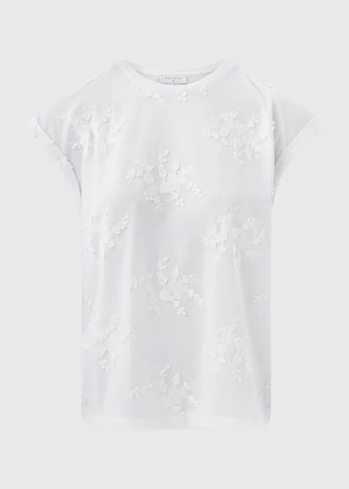White Floral Embroidered T-Shirt - Size 8 Image 5