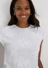 White Floral Embroidered T-Shirt - Size 8 Image 3