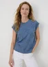 Blue Floral Embroidered T-Shirt - Size 8 Image 1