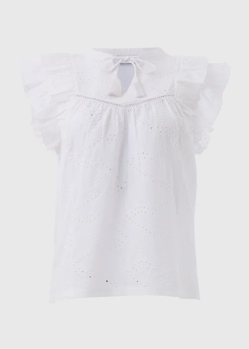 White Schiffli Front Tie Vest Top - 8 Image 5