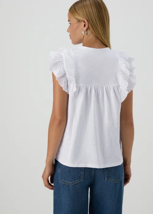 White Schiffli Front Tie Vest Top - 8 Image 2