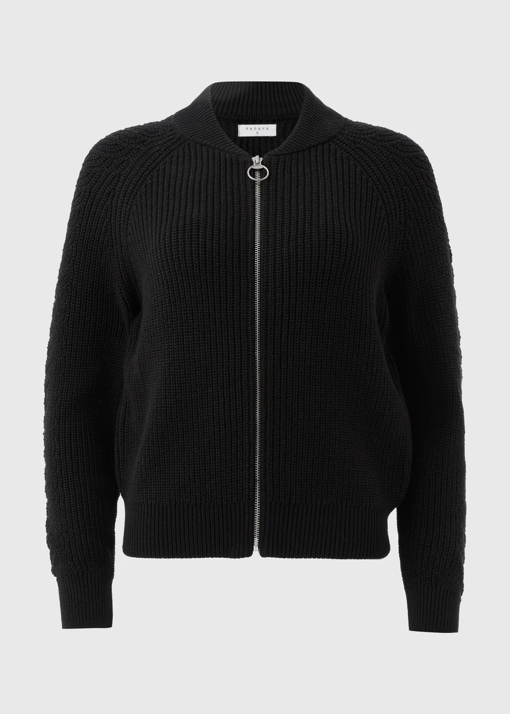 Black Knitted Bomber Jacket - XS Image 5