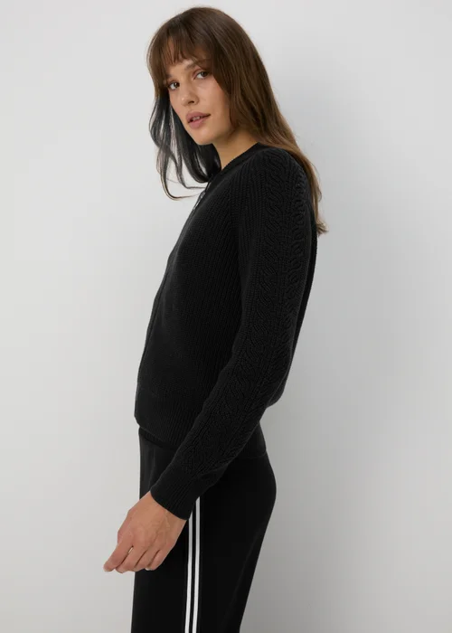 Black Knitted Bomber Jacket - XS Image 1