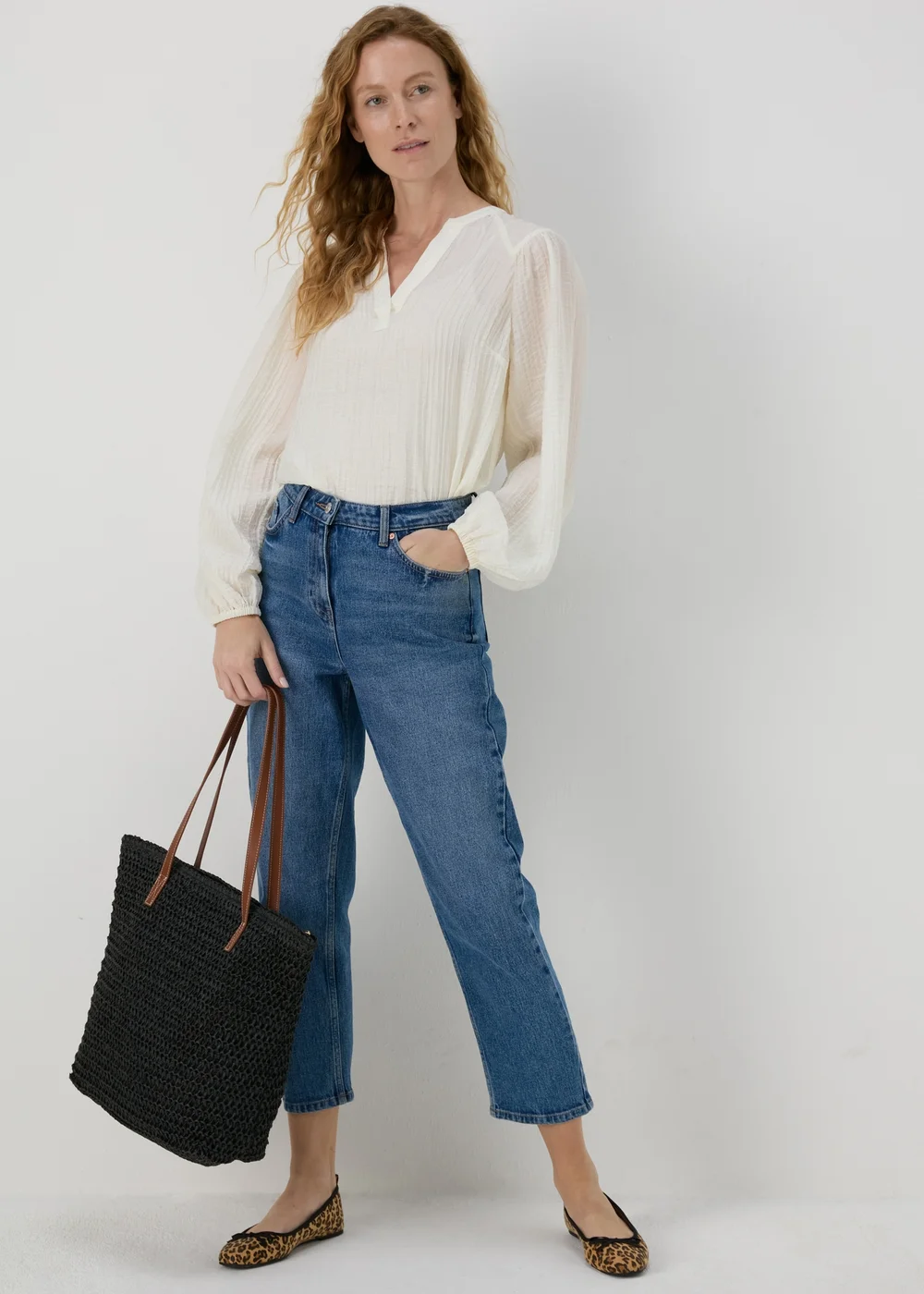 Cream Textured Blouse - 8 Image 4