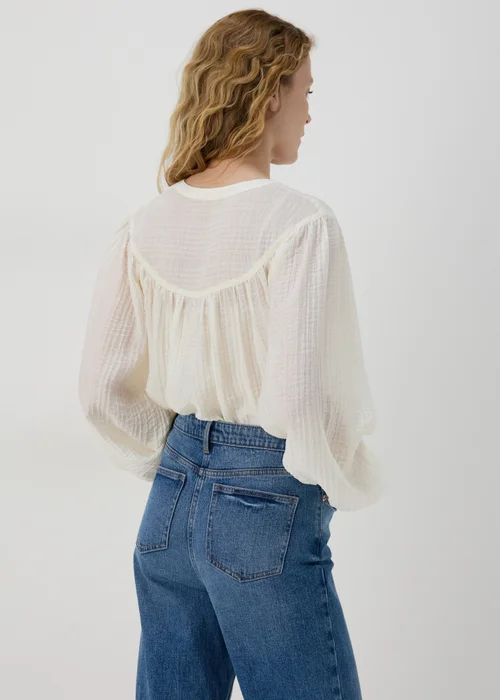 Cream Textured Blouse - 8 Image 2