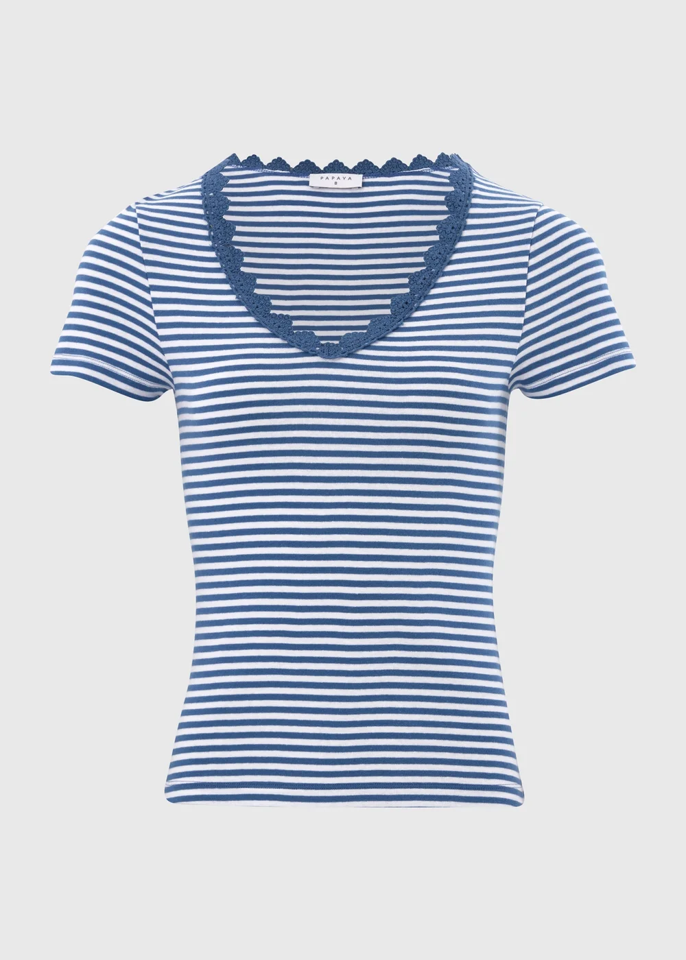 Blue Stripe Lace Detail T-Shirt - Size 8 Image 5