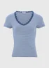 Blue Stripe Lace Detail T-Shirt - Size 8 Image 5