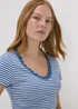 Blue Stripe Lace Detail T-Shirt - Size 8 Image 3