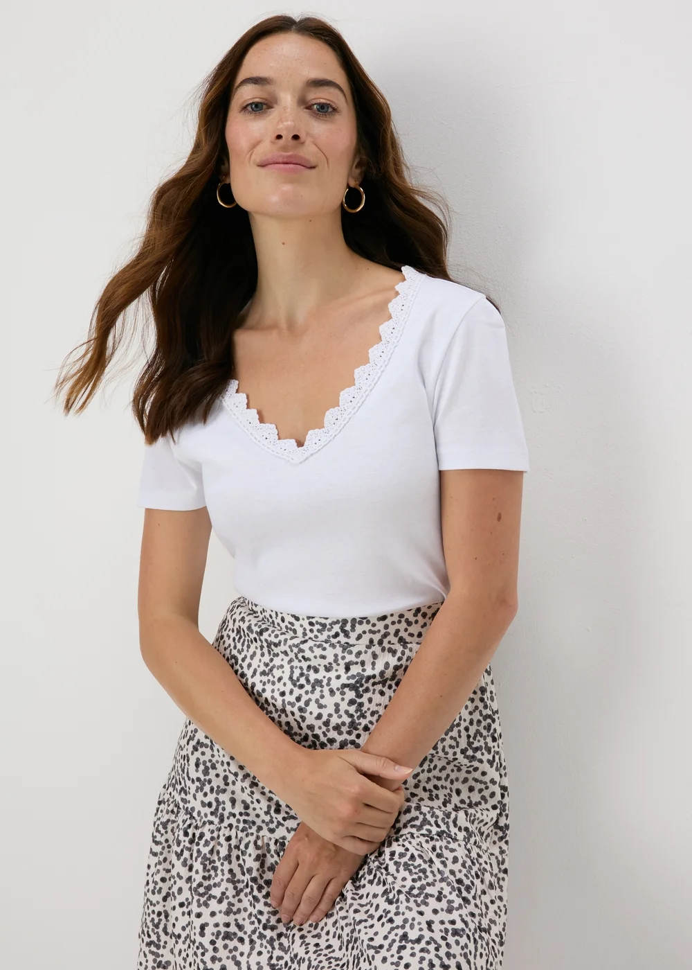 White Lace Trim T-Shirt - 8 Image 1