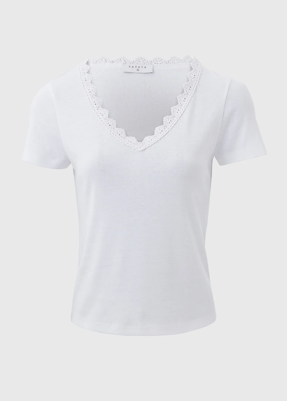 White Lace Trim T-Shirt - 8 Image 5