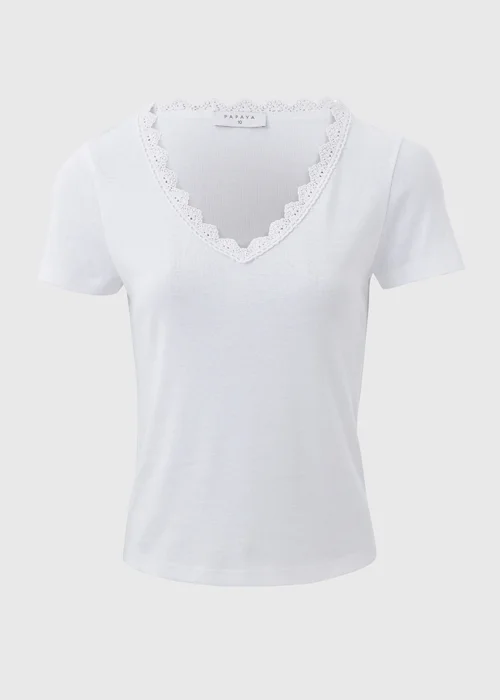 White Lace Trim T-Shirt - 8 Image 5