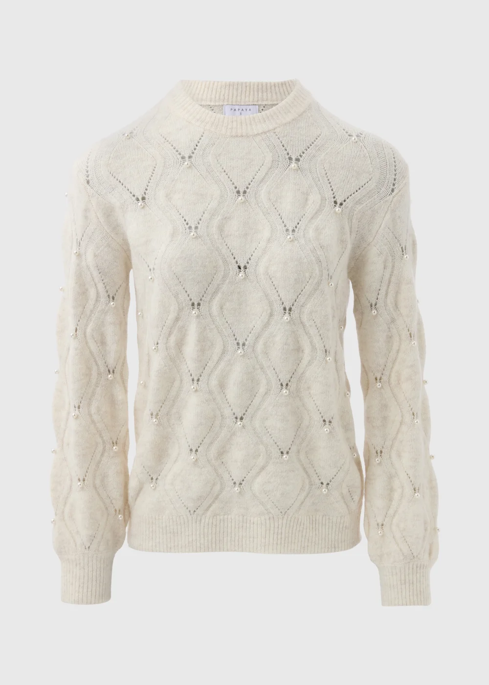 Cream Pearl Embellished Jumper - XS Image 5