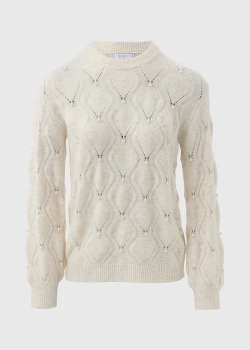 Cream Pearl Embellished Jumper - XS Image 5