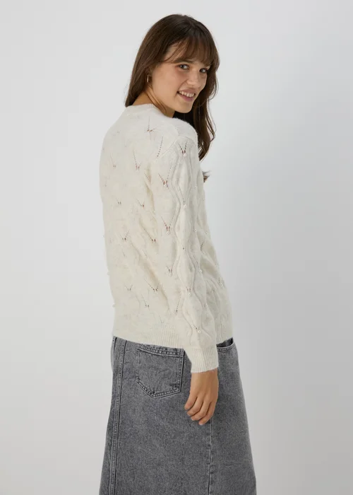 Cream Pearl Embellished Jumper - XS Image 2