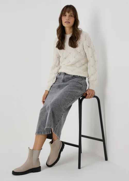 Cream Pearl Embellished Jumper - XS Image 4