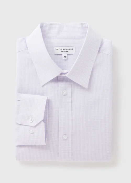 Taylor & Wright Lilac Check Regular Fit Shirt - S Image 5