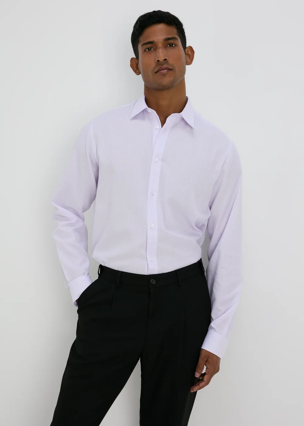 Taylor & Wright Lilac Check Regular Fit Shirt - S Image 1