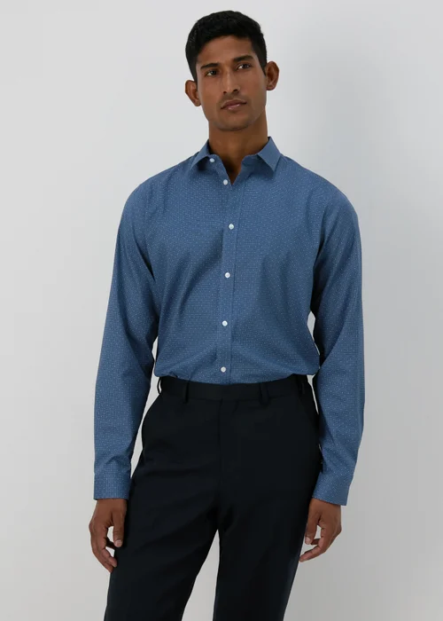 Taylor & Wright Navy Polka Dot Slim Fit Shirt - S Image 1