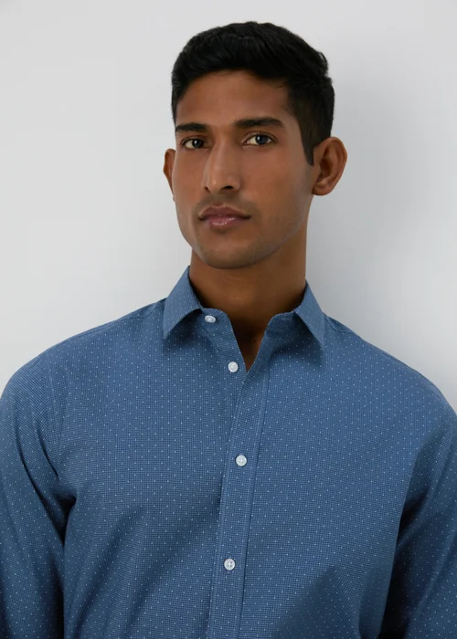 Taylor & Wright Navy Polka Dot Slim Fit Shirt - S Image 3