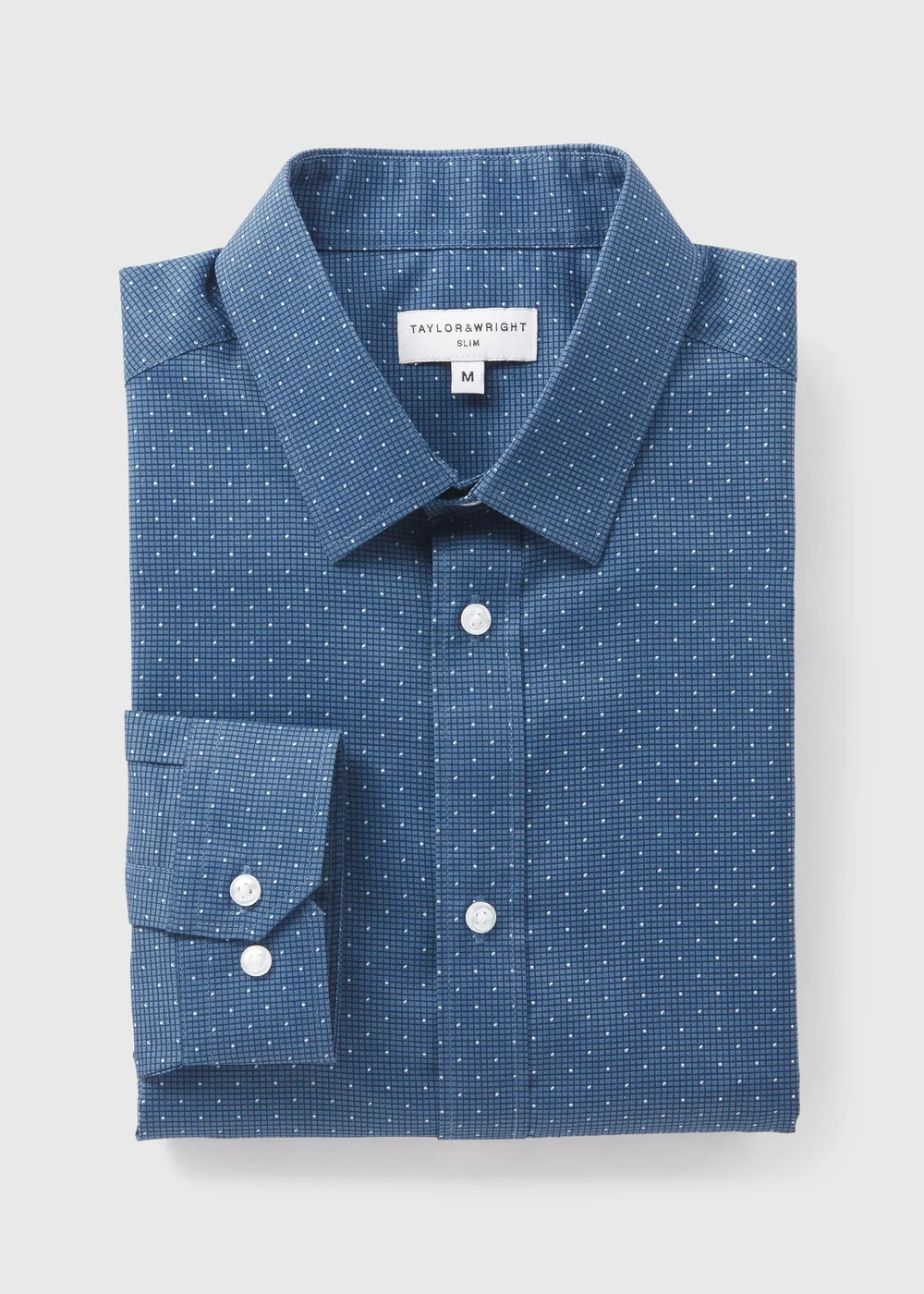 Taylor & Wright Navy Polka Dot Slim Fit Shirt - S Image 5