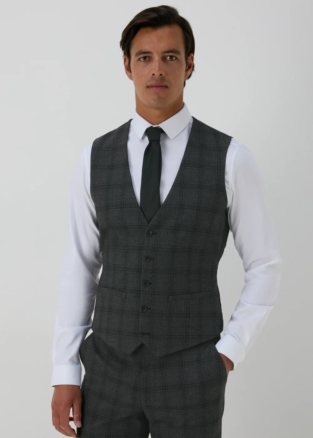 Taylor & Wright Blenheim Charcoal Slim Fit Waistcoat - Small Image 1