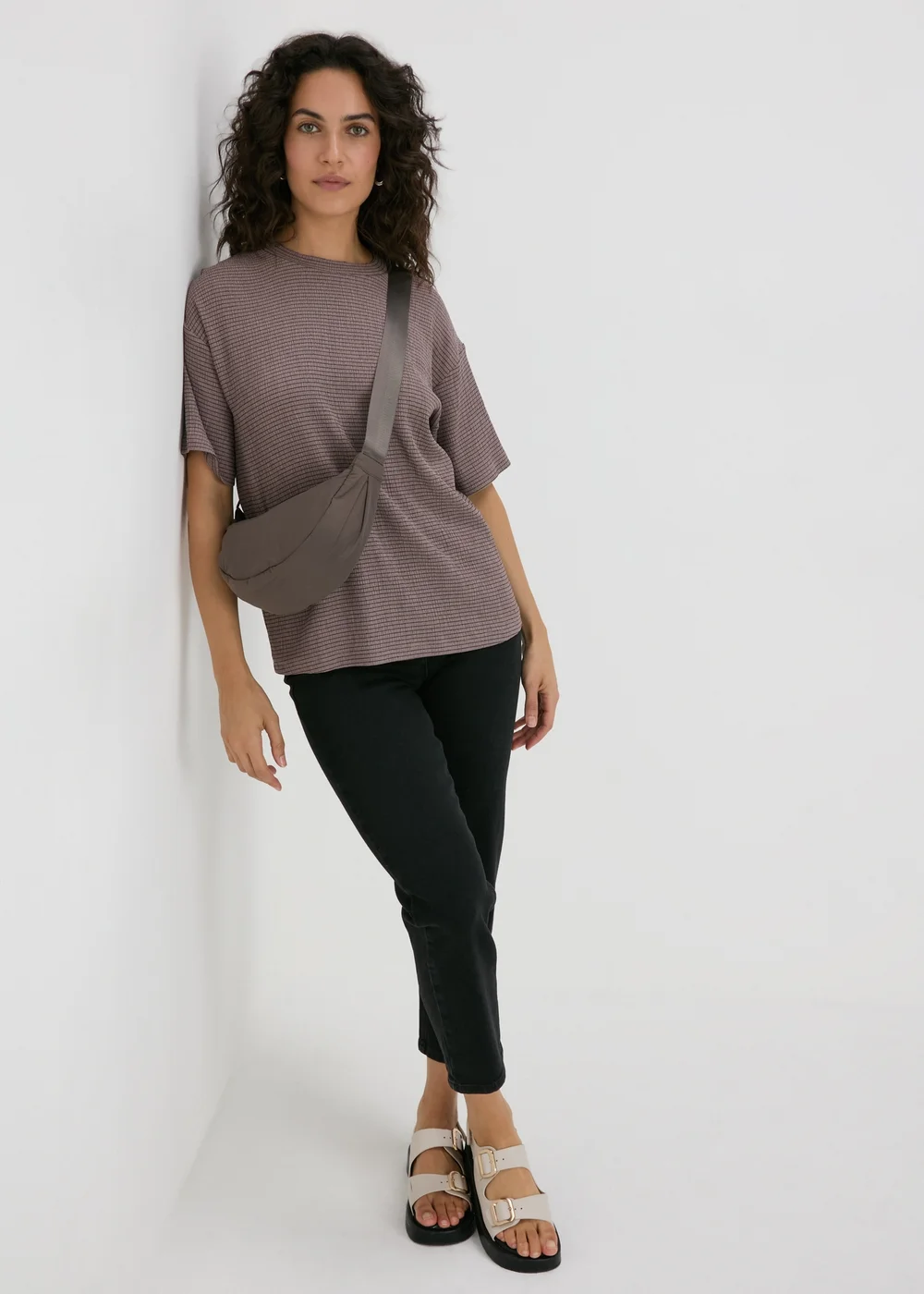 Taupe Textured Co Ord T-Shirt - 8 Image 4