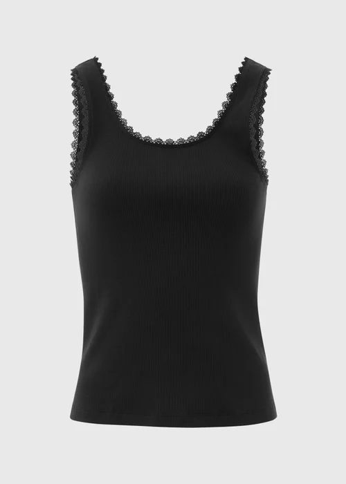 Black Lace Trim Vest - 8 Image 5