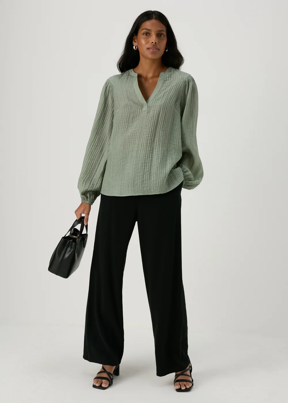 Green Textured Blouse - 8 Image 4