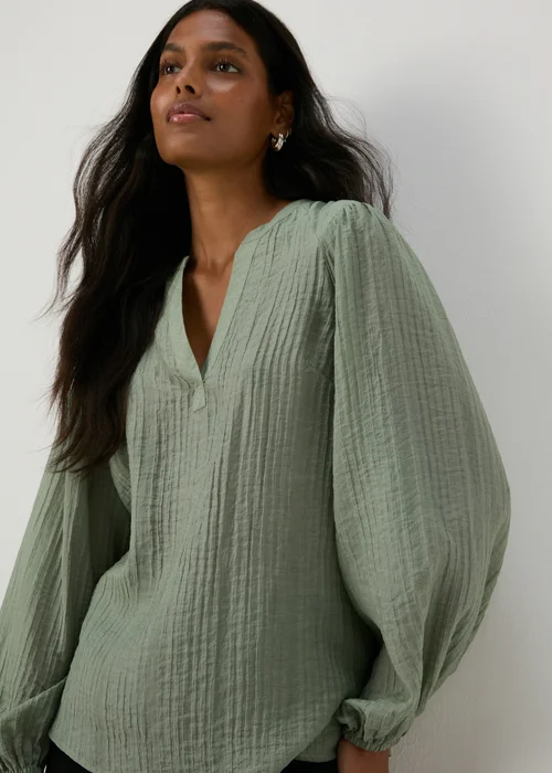Green Textured Blouse - 8 Image 3