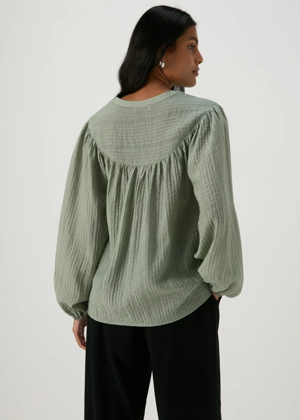Green Textured Blouse - 8 Image 2