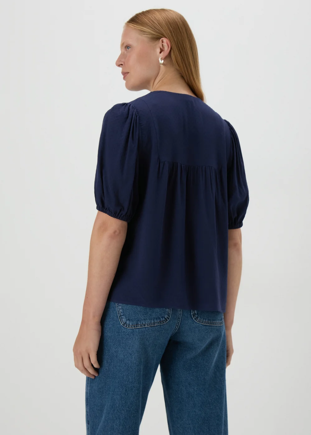 Navy Dobby Tassel Blouse - 8 Image 2