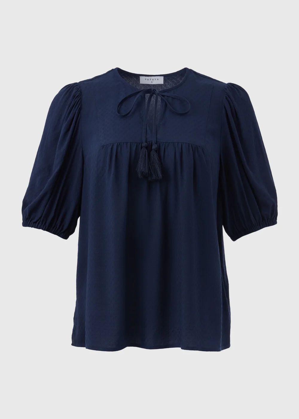 Navy Dobby Tassel Blouse - 8 Image 5