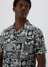 Black Mono Leaf Print Shirt - S Image 3