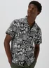 Black Mono Leaf Print Shirt - S Image 1