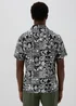 Black Mono Leaf Print Shirt - S Image 2