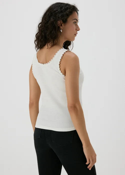 White Lace Trim Vest Top - Size 8 Image 2