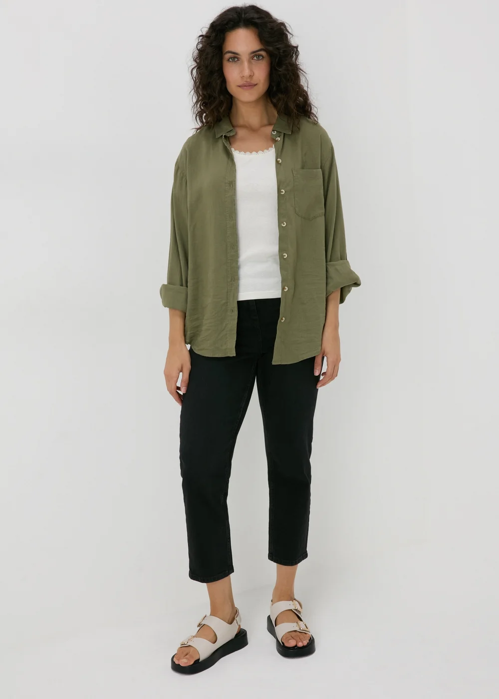 White Lace Trim Vest Top - Size 8 Image 4