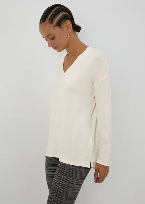 Cream V Neck Top - S Image 1