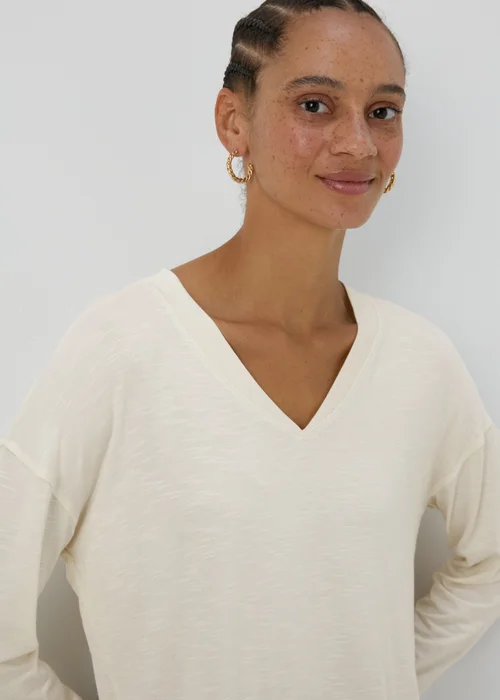 Cream V Neck Top - S Image 3