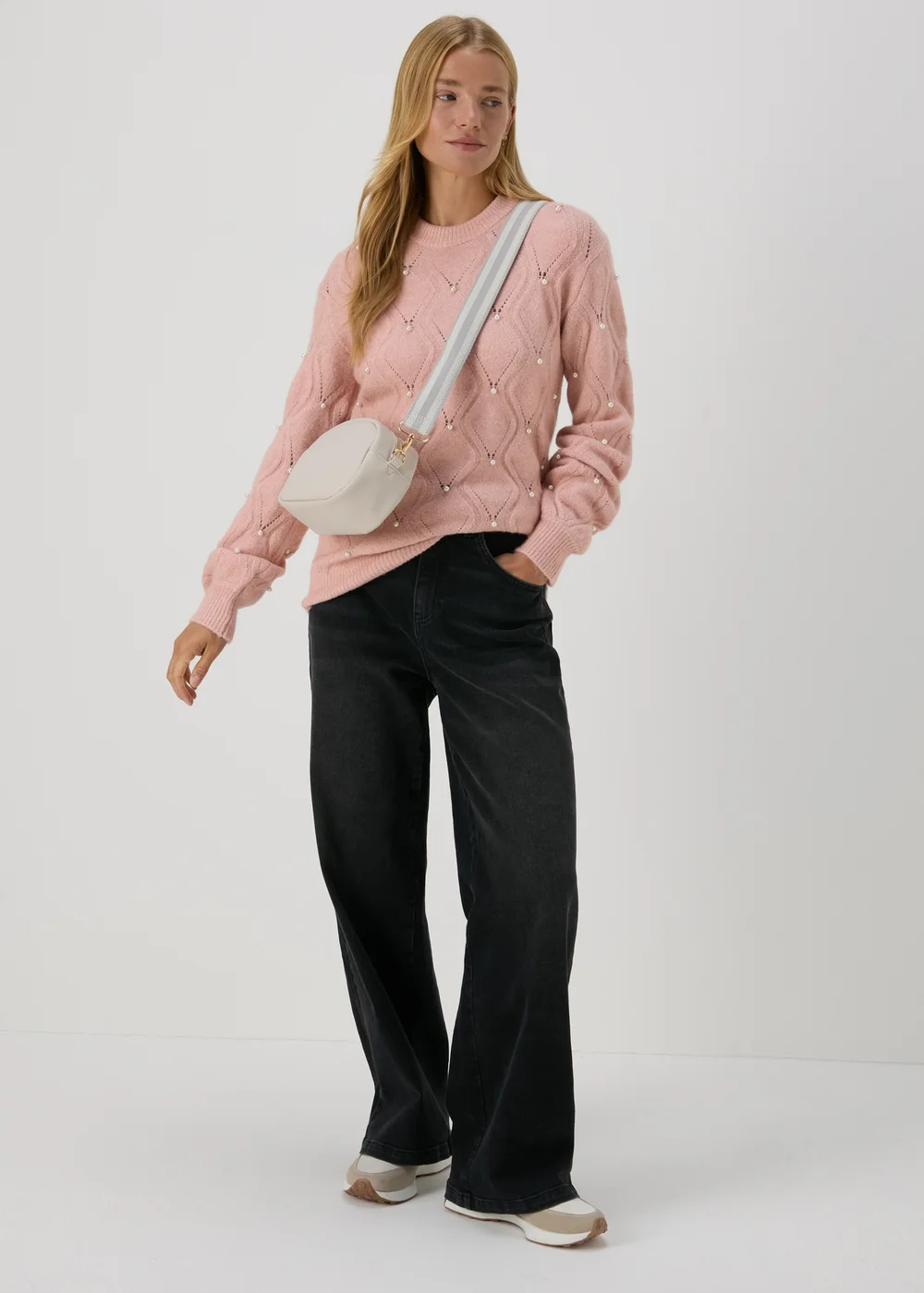 Pink Pearl Embellished Jumper - XS Image 4